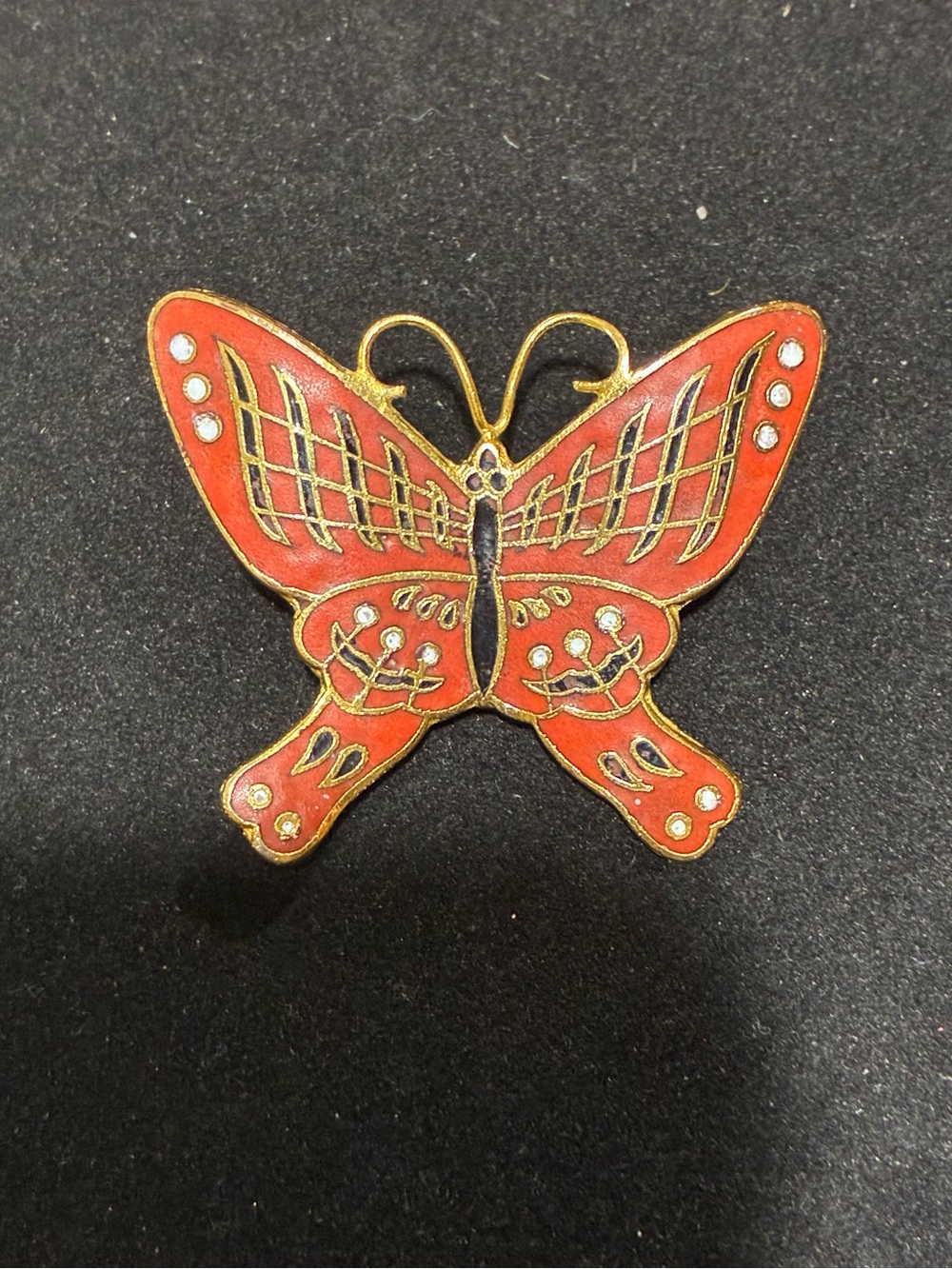 Vintage Chinese Export Cloisonné Butterfly Brooch